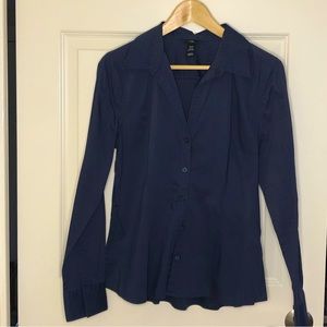 H&M denim shirt. V neck with narrow waist. Size US 12. Runs small. Felt like 10